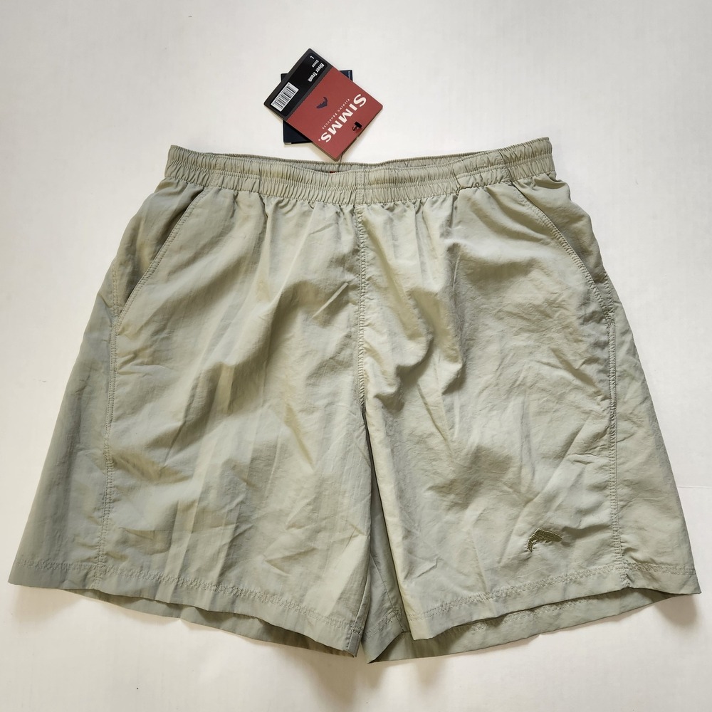 Simms River Swim Trunk Shorts Mens Large Stone Grey Fishing Nylon NanoSphere NWT